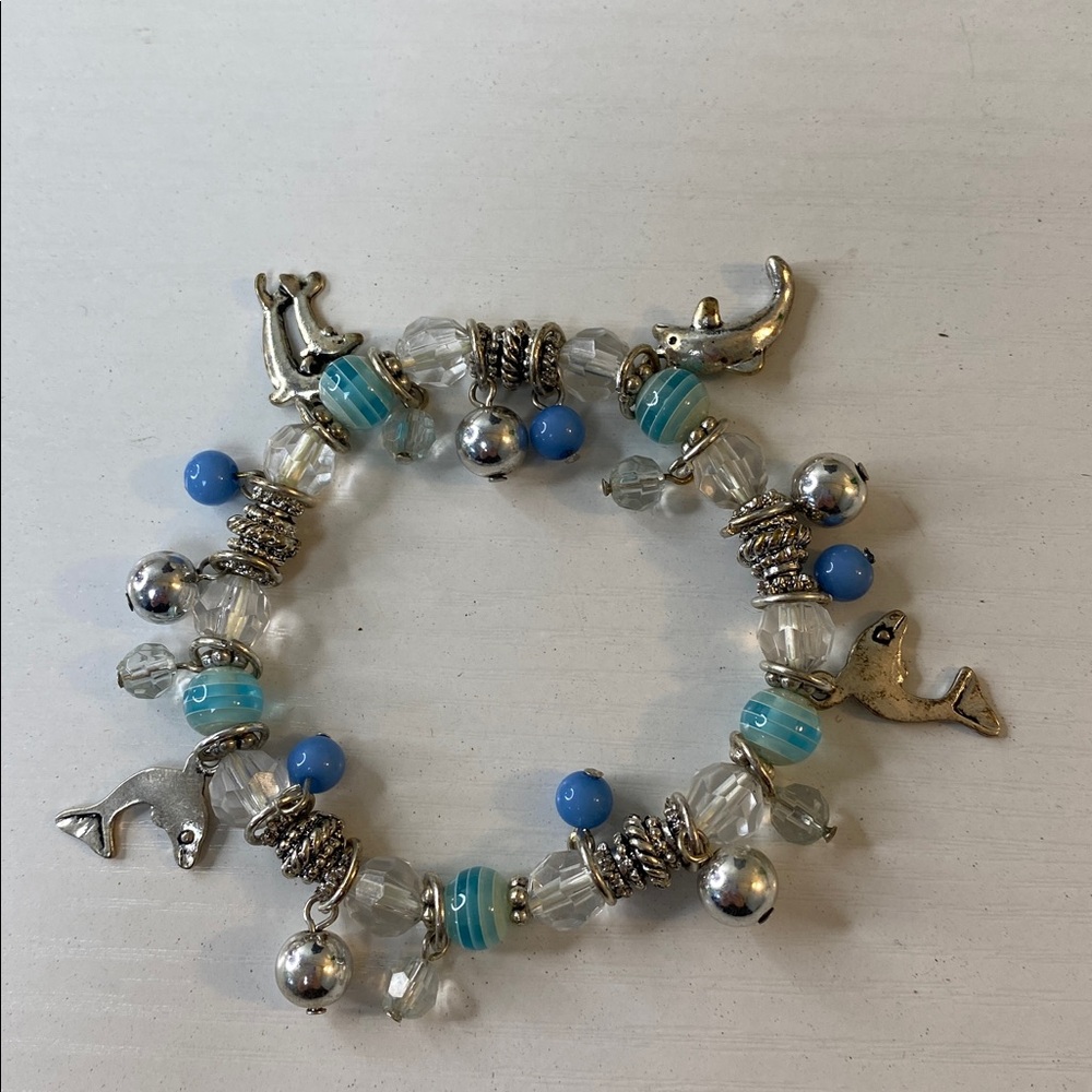 Silver Tone and Blue Charm Bracelet - Picture 2 of 3